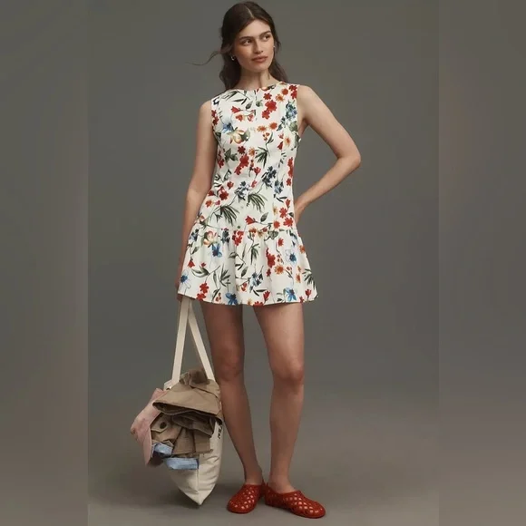 NWT! By Anthropologie Sleeveless Drop-Waist Mini Dress 🎡 - Picture 5 of 9